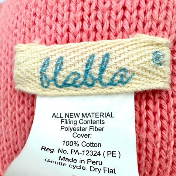 Adorable Pink and Cream Hand Knit Plush Suzette the Fox by Blabla - Picture 4 of 5